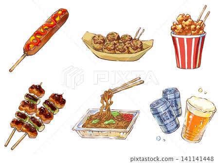 Summer festival / Fair / Food stalls / Classic / Food / Illustration materials Summer festival / Fair / Food stalls / Classic / Food / Illustration materials 141141448