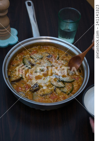 Summer vegetable risotto Summer vegetable risotto 141141823