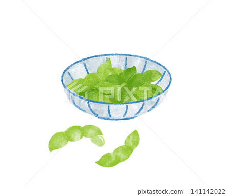 小碗裡的毛豆水彩插圖 小碗裡的毛豆水彩插圖 141142022
