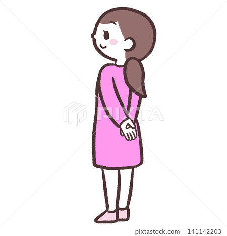 一位女性斜向後看的插圖。 141142203