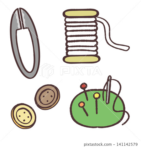Sewing Tools Illustration Set Sewing Tools Illustration Set 141142579