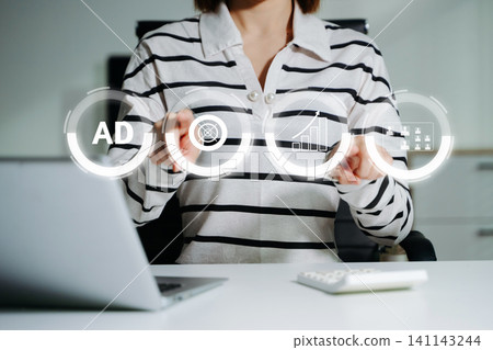 Digital marketing commerce online sale concept, woman using tablet, laptop with Ads and sales. Digital marketing commerce online sale Digital marketing commerce online sale concept, woman using tablet, laptop with Ads and sales. Digital marketing commerce online sale 141143244