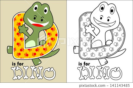 Coloring book vector of happy dinosaur with D alphabet Coloring book vector of happy dinosaur with D alphabet 141143485