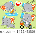 Vector set of cute elephants cartoon in different action 141143689