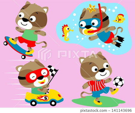 Vector set of kittens cartoon in different sport activity Vector set of kittens cartoon in different sport activity 141143696