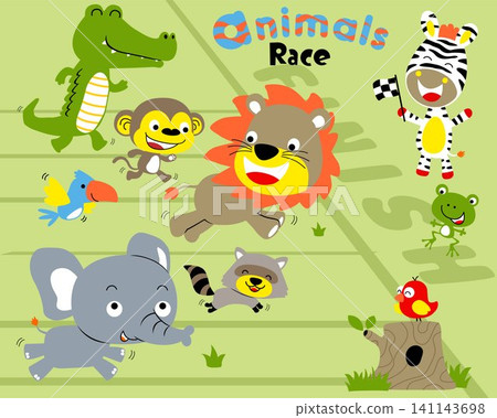 Vector set of animals cartoon in running race Vector set of animals cartoon in running race 141143698