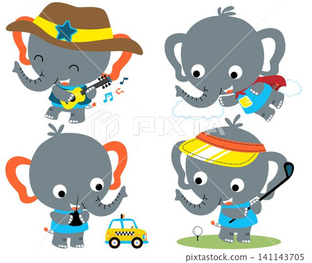 Vector set of elephant cartoon in different action Vector set of elephant cartoon in different action 141143705