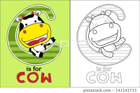 Vector illustration of coloring book with cow cartoon in C alphabet Vector illustration of coloring book with cow cartoon in C alphabet 141143715