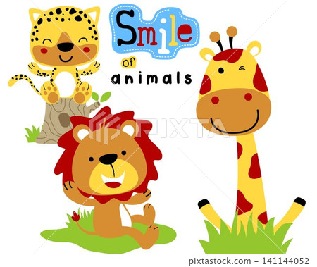 Vector illustration of funny safari animals cartoon Vector illustration of funny safari animals cartoon 141144052