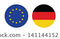 EU and Germany flag circle round icon. 141144152
