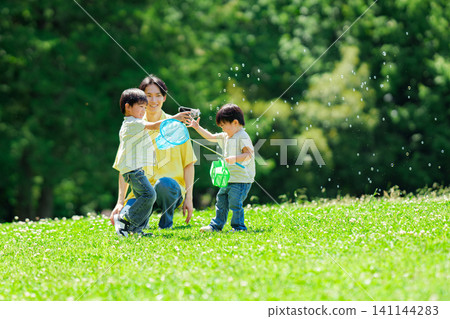 Parent and child playing in the park Parent and child playing in the park 141144283