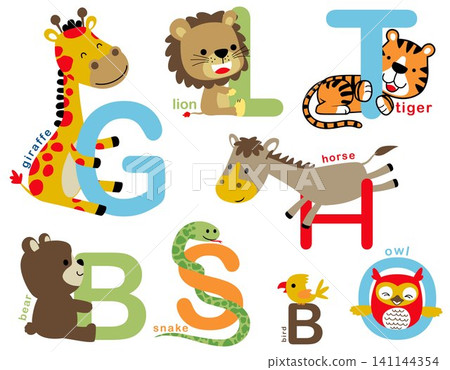 Group of animals cartoon with alphabets Group of animals cartoon with alphabets 141144354