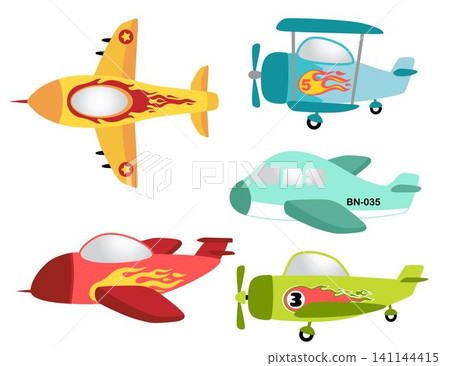 Vector set of colorful airplane on white background Vector set of colorful airplane on white background 141144415