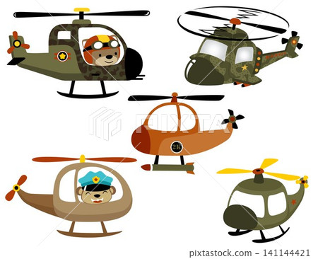 vector set of helicopter cartoon with funny animals pilot vector set of helicopter cartoon with funny animals pilot 141144421