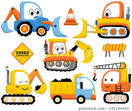 Vector set of construction vehicles cartoon Vector set of construction vehicles cartoon 141144483