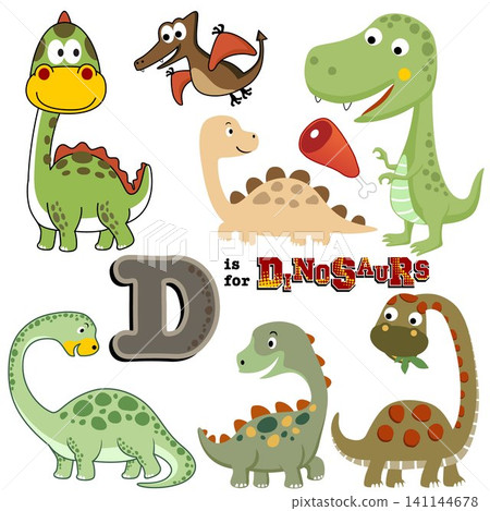 Vector set of dinosaurs cartoon in different poses Vector set of dinosaurs cartoon in different poses 141144678