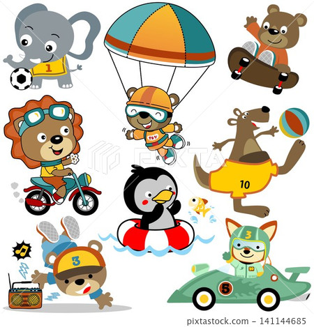 Vector set of cute animals cartoon in different activities Vector set of cute animals cartoon in different activities 141144685
