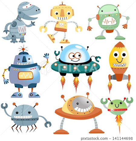 Vector set of funny robots cartoon Vector set of funny robots cartoon 141144698