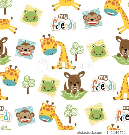Seamless pattern vector of cute animals cartoon Seamless pattern vector of cute animals cartoon 141144711