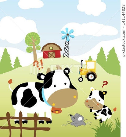 Vector illustration of farm animals cartoon, farming element illustration Vector illustration of farm animals cartoon, farming element illustration 141144828