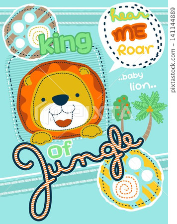 Vector cartoon of smiling cute lion, wildlife elements cartoon Vector cartoon of smiling cute lion, wildlife elements cartoon 141144889