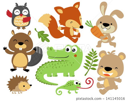 vector set of cute animals cartoon in different activity vector set of cute animals cartoon in different activity 141145016