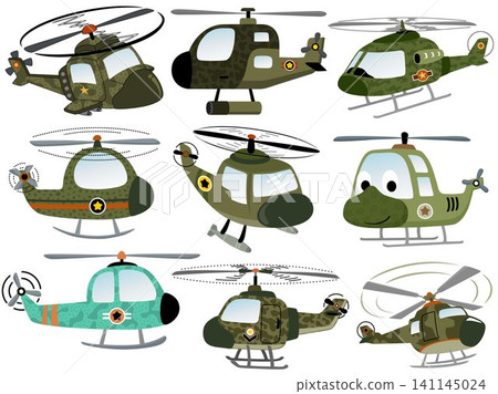 Vector set of military helicopter cartoon Vector set of military helicopter cartoon 141145024