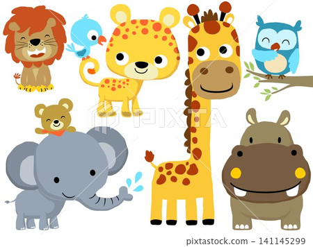 Vector illustration of funny animals cartoon set 141145299