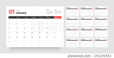 Monthly calendar layout for 2027. Planner diary. Monthly calendar layout for 2027. Planner diary. 141145452