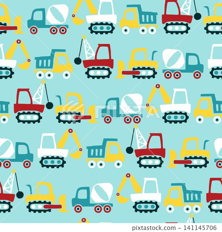 Seamless pattern vector of construction vehicles cartoon Seamless pattern vector of construction vehicles cartoon 141145706