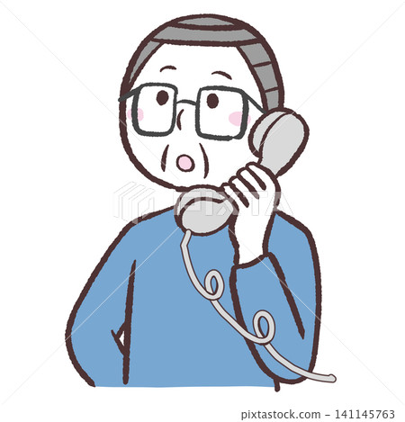 Illustration of a senior man thinking on the phone. Illustration of a senior man thinking on the phone. 141145763
