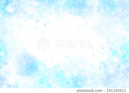 以水彩藍色為主色調的夏日天空為背景圖片,留有文字空間,並帶有潑濺和暈染效果。 以水彩藍色為主色調的夏日天空為背景圖片,留有文字空間,並帶有潑濺和暈染效果。 141145812
