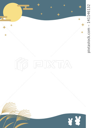 賞月(十五夜)相框,扁平化設計,透明背景,直式版 賞月(十五夜)相框,扁平化設計,透明背景,直式版 141146132