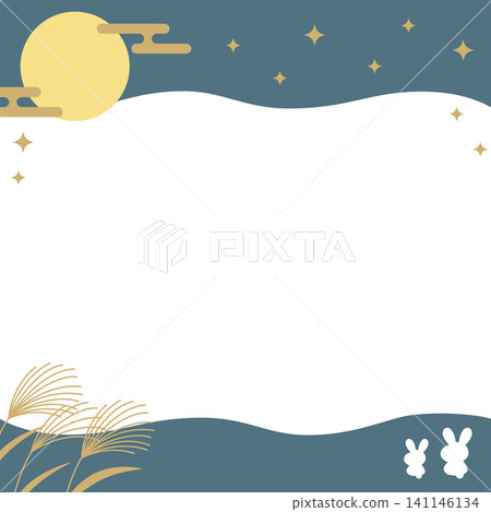 賞月(十五夜)相框,扁平化設計,透明背景,方形 賞月(十五夜)相框,扁平化設計,透明背景,方形 141146134