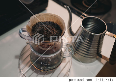brew coffee with hand drip brew coffee with hand drip 141146515