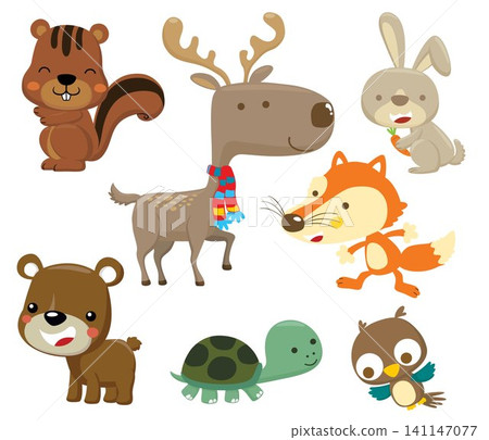 Vector illustration of cartoon funny animals in different poses Vector illustration of cartoon funny animals in different poses 141147077