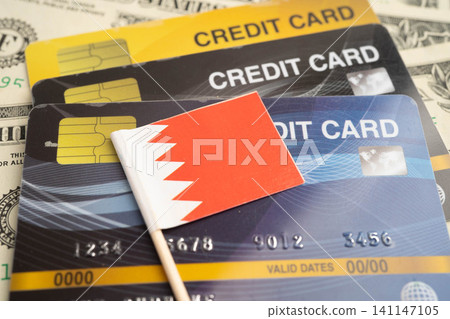 Brahrain flag on credit card, finance economy trading shopping online business. Brahrain flag on credit card, finance economy trading shopping online business. 141147105