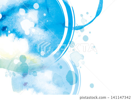 Watercolor painting: Water ripples in a circular background illustration Watercolor painting: Water ripples in a circular background illustration 141147342