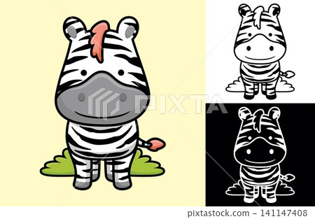 Funny smiling zebra. Vector cartoon illustration in flat icon style Funny smiling zebra. Vector cartoon illustration in flat icon style 141147408