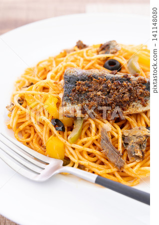Delicious herb-roasted sardine pasta Delicious herb-roasted sardine pasta 141148080
