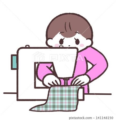 一位女士使用縫紉機的插圖 一位女士使用縫紉機的插圖 141148150