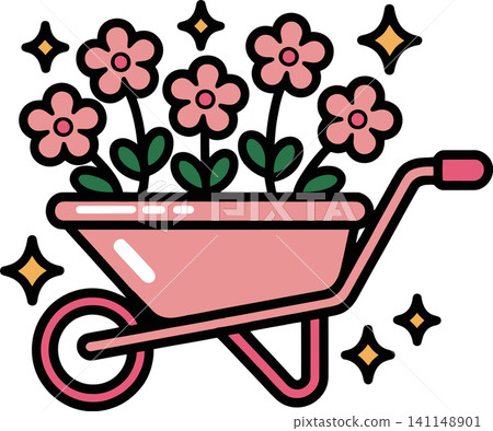 wheelbarrow, flower, blossom 141148901