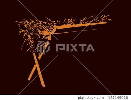 Vector drawing. Manger with straw Vector drawing. Manger with straw 141149016
