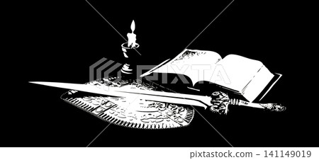 Sword and shield. Vector drawing Sword and shield. Vector drawing 141149019