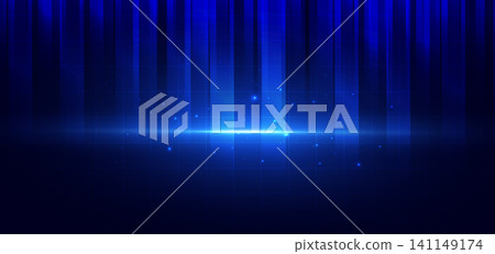 Futuristic abstract background featuring glowing neon light streaks and sparkling particles on dark gradient background. 141149174
