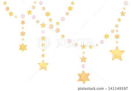 Watercolor-painted star garland 141149397