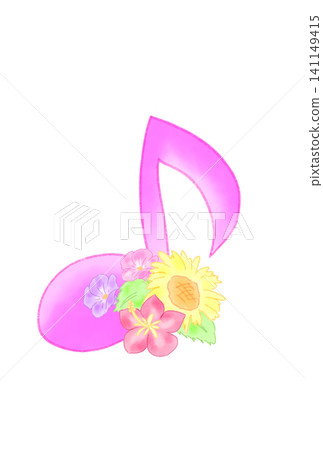 Musical notes with summer flowers 141149415