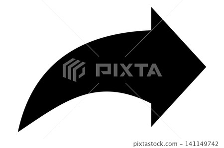 Curved black right arrow graphic, Arched directional pointer symbol, Upward bending navigation icon, Swooping visual accent element Curved black right arrow graphic, Arched directional pointer symbol, Upward bending navigation icon, Swooping visual accent element 141149742