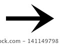 Long tapered black arrow design, Sleek directional arrow pointing right, Dynamic pointer vector graphic 141149798