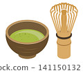 Illustration material of matcha and tea ceremony utensils (bamboo whisk). 141150132